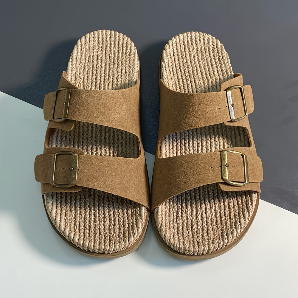 Stylish men's summer slip-ons with adjustable straps - GripStep-Dark brown-6.5-State of Style