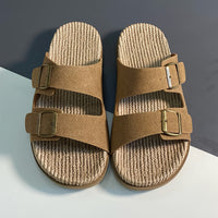 Stylish men's summer slip-ons with adjustable straps - GripStep-Dark brown-6.5-State of Style