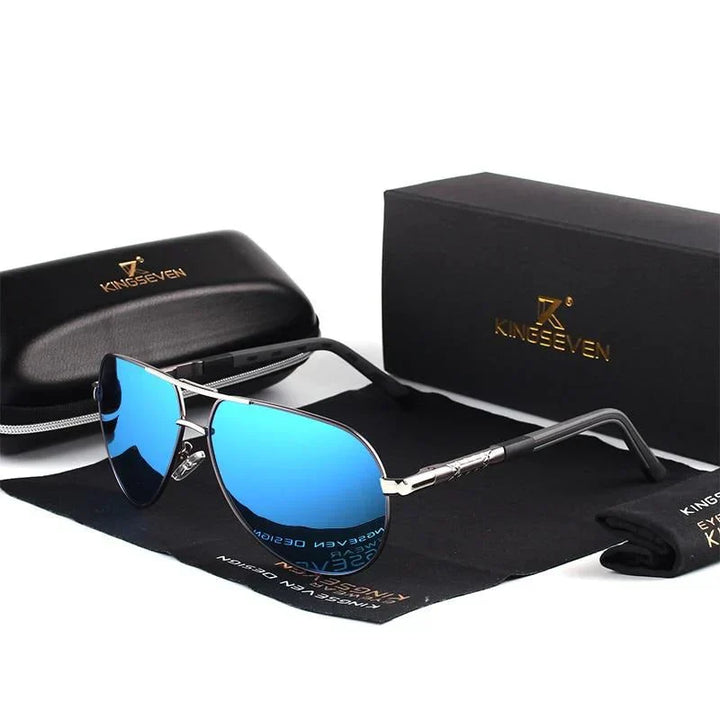 Stylish men's sunglasses with UV400 protection – Lennart-Gray-Blue-State of Style