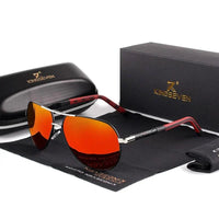 Stylish men's sunglasses with UV400 protection – Lennart-Silver-Red-State of Style