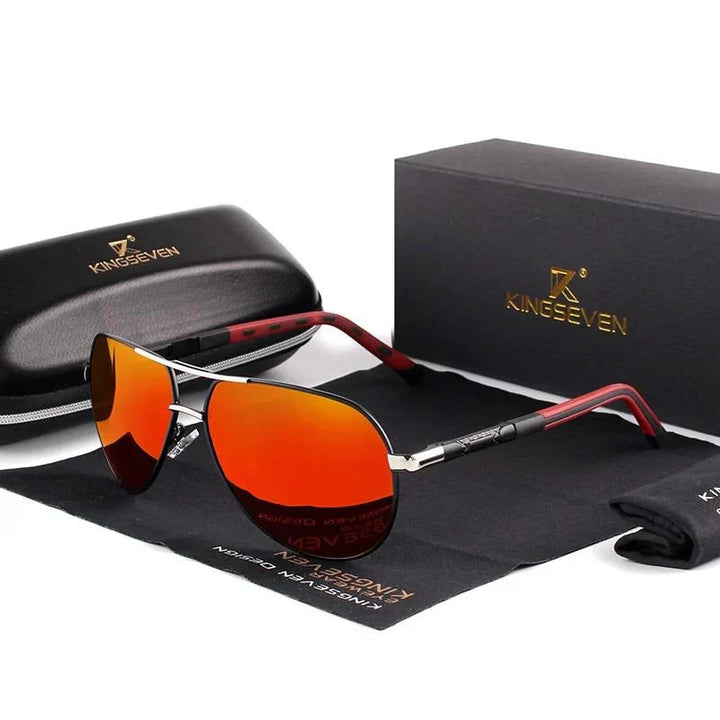 Stylish men's sunglasses with UV400 protection – Lennart-Silver-Red-State of Style