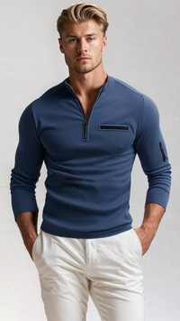 Stylish Men's Sweater with Quarter Zip – Lorenzo-Black-S-State of Style