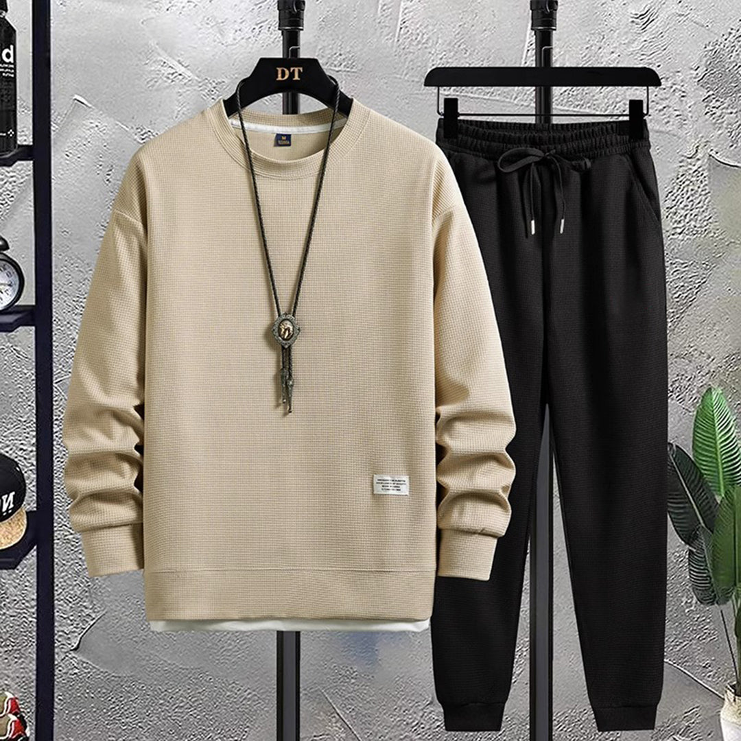 Stylish Men's Tracksuit - Mason-Beige-Black-M-State of Style