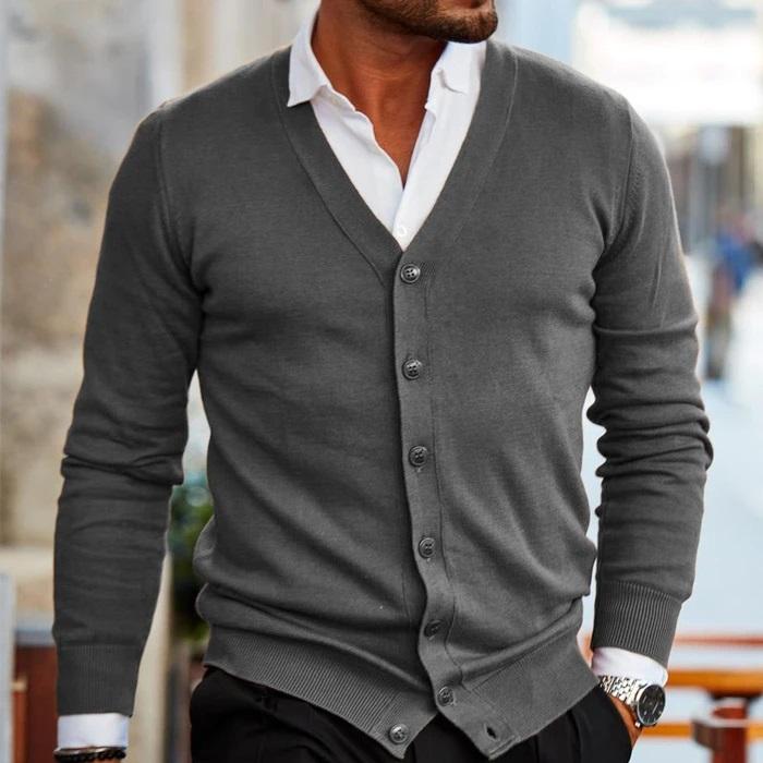 Stylish Men’s Vest with V-Neck and Button Closure - Lucas-Grey-S-State of Style
