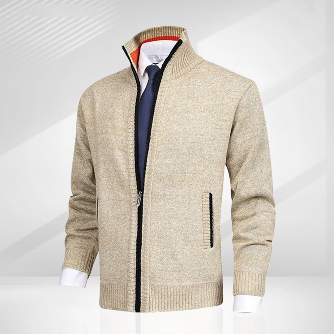 Stylish Men's Vest with Zip - Milo-Beige-M-State of Style