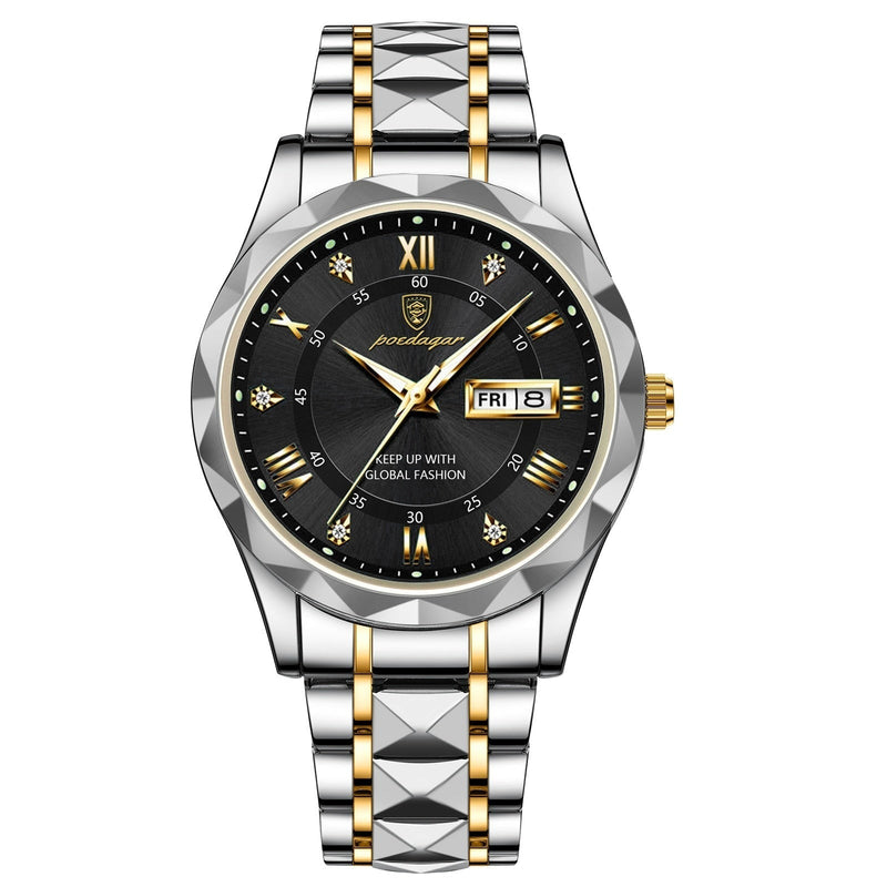 Stylish Men's Watch in Stainless Steel - LumiSteel-Gold Black-State of Style