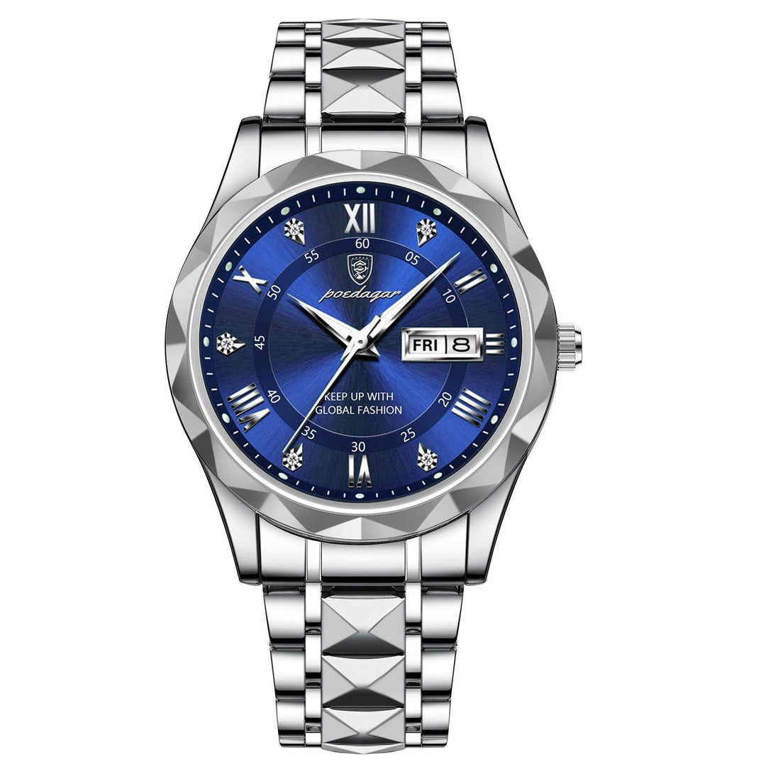 Stylish Men's Watch in Stainless Steel - LumiSteel-Silver Blue-State of Style