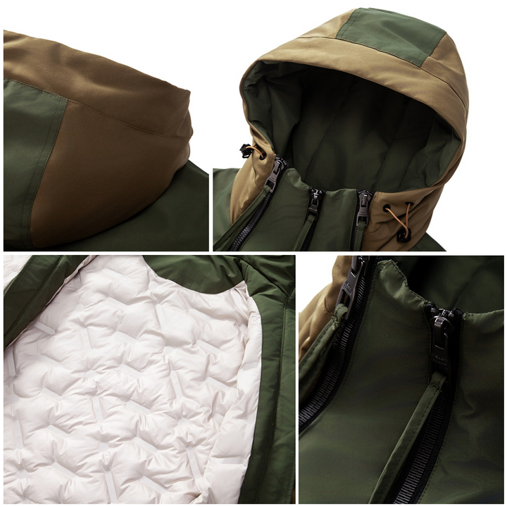 Stylish Men's Winter Jacket with Double Zip - NORDON-Green-S-State of Style