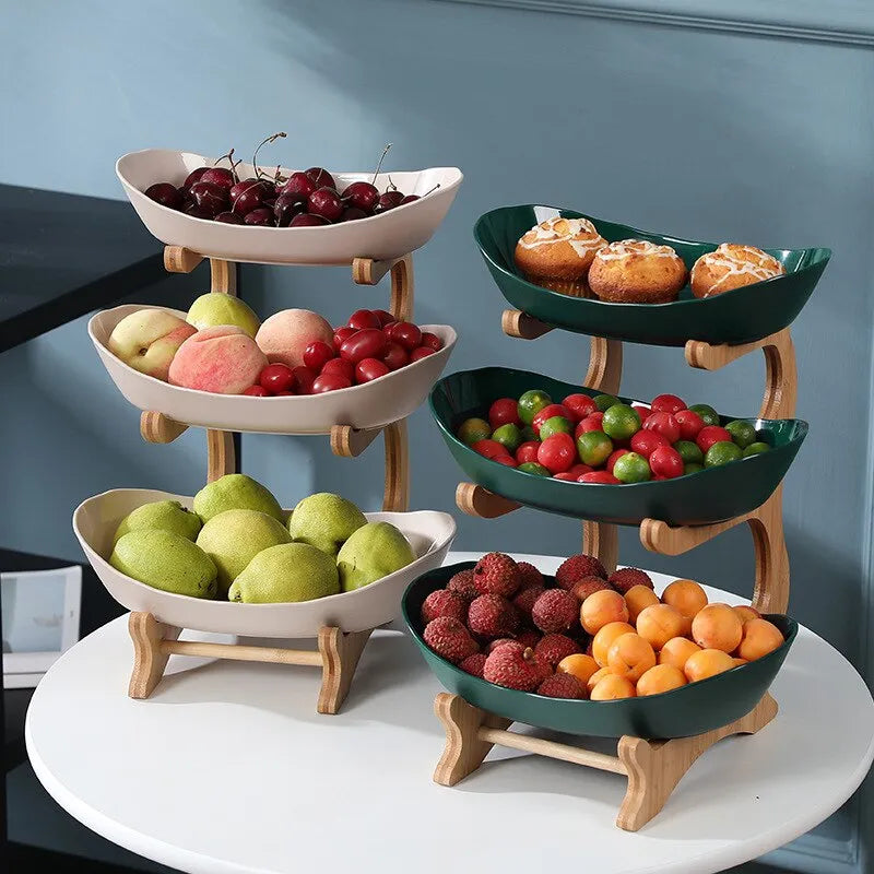 Stylish Metal Fruit Stand with 2 or 3 Tiers - StackFruit-Beige (2 Layers)-State of Style