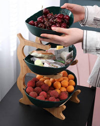 Stylish Metal Fruit Stand with 2 or 3 Tiers - StackFruit-Green (2 Layers)-State of Style