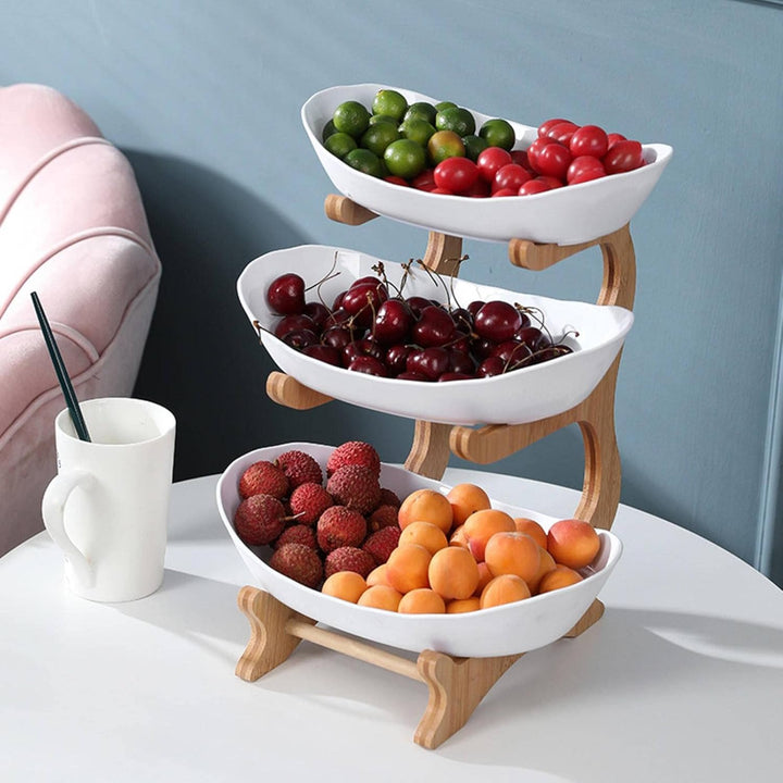 Stylish Metal Fruit Stand with 2 or 3 Tiers - StackFruit-White (2 Layers)-State of Style