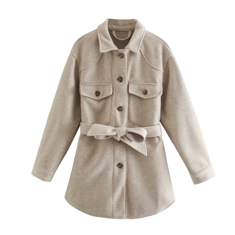 Stylish Mid-Length Women's Jacket-Beige-XS-State of Style