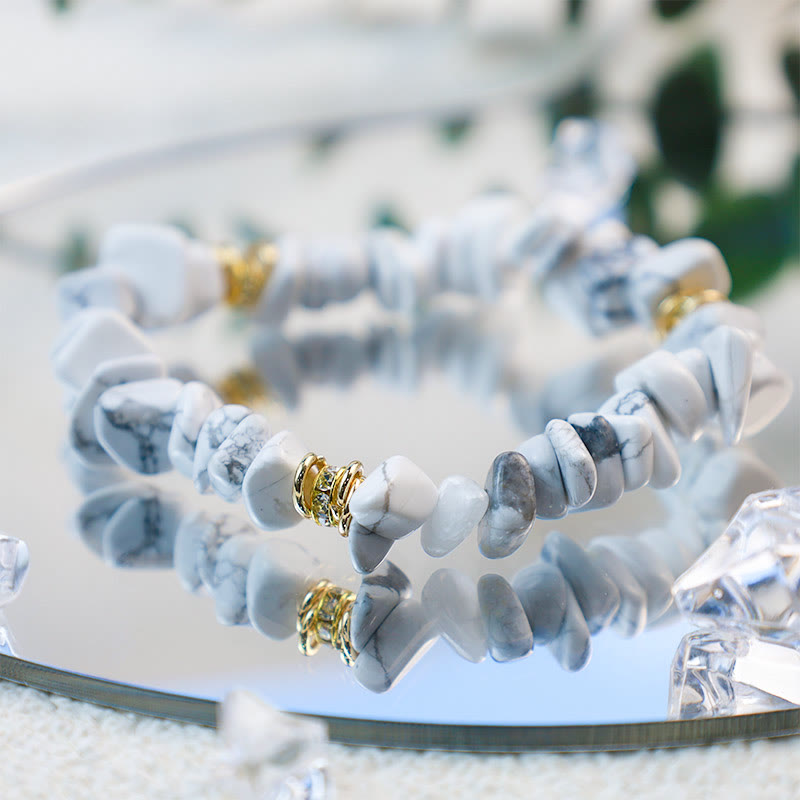 Stylish Natural Stone Crystal Beads Bracelet - Celine-White Turquoise-State of Style