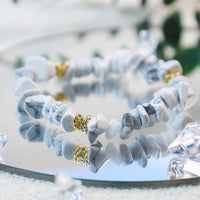 Stylish Natural Stone Crystal Beads Bracelet - Celine-White Turquoise-State of Style
