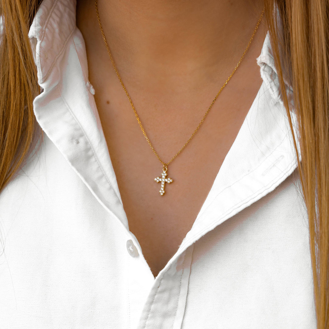 Stylish Necklace with Cross - Clémence-Gold-State of Style