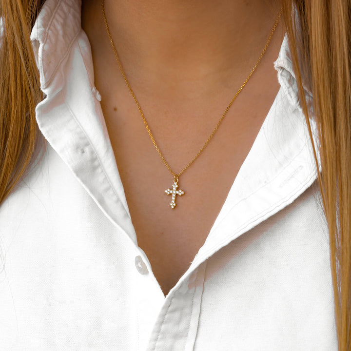 Stylish Necklace with Cross - Clémence-Gold-State of Style