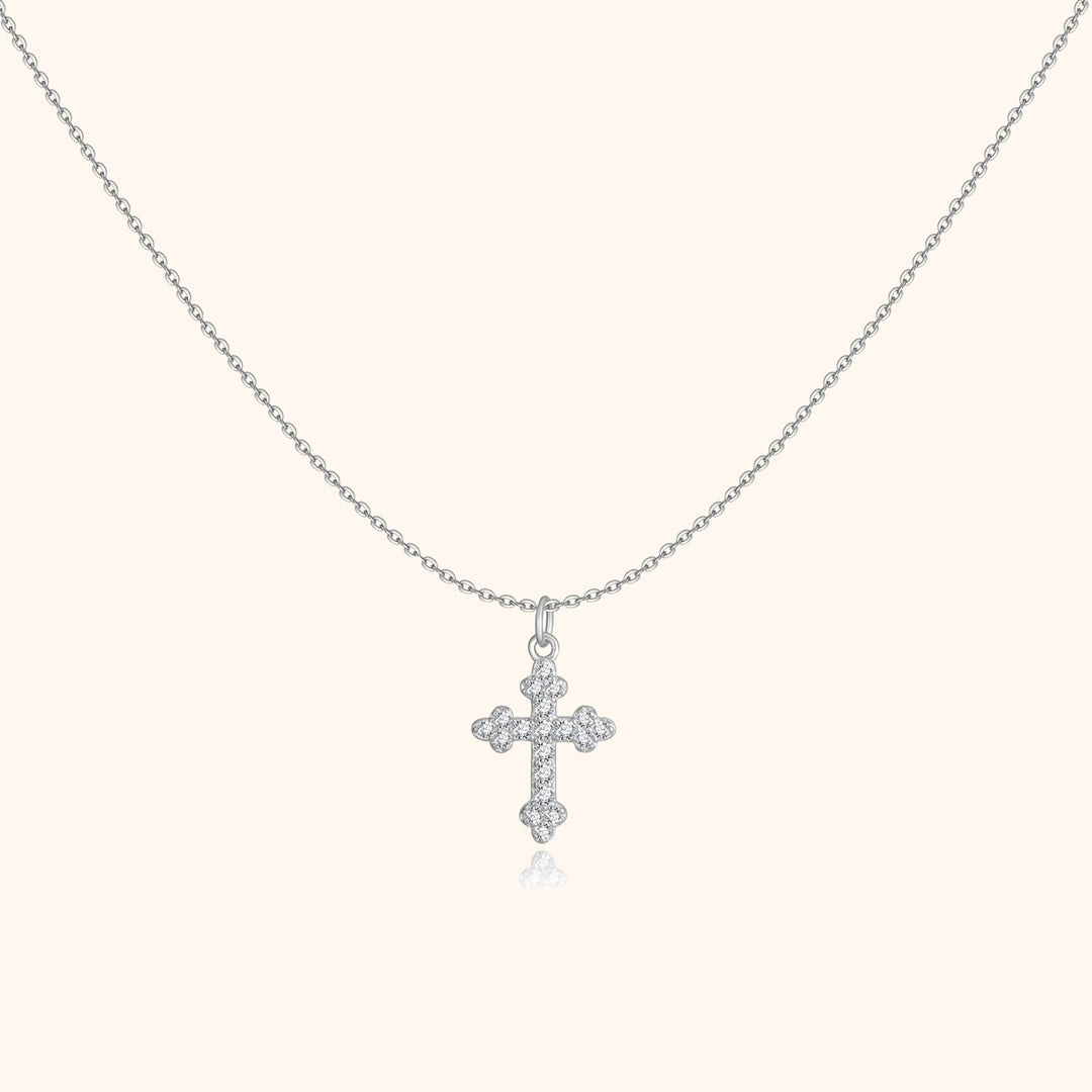 Stylish Necklace with Cross - Clémence-Silver-State of Style