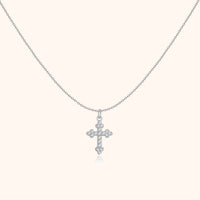 Stylish Necklace with Cross - Clémence-Silver-State of Style