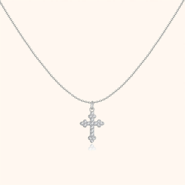 Stylish Necklace with Cross - Clémence-Silver-State of Style
