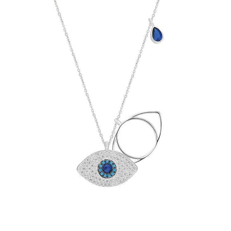 Stylish Necklace with Evil Eye - Leyla-Silver-State of Style
