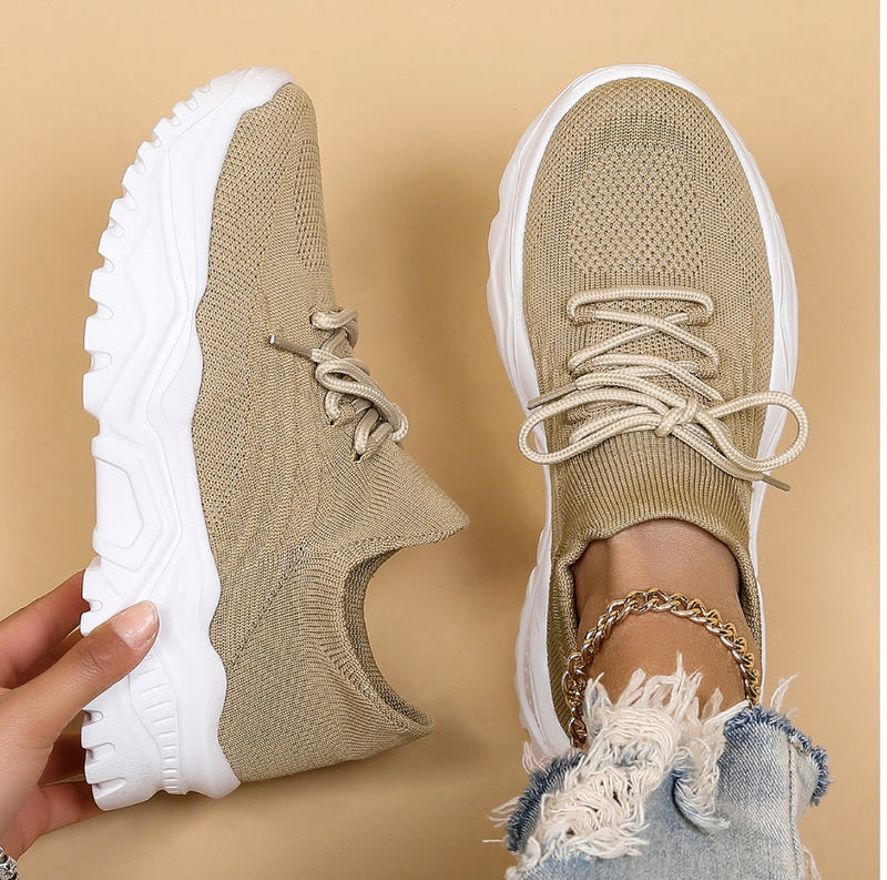 Stylish Orthopaedic Women's Sneakers - Elena-Beige-3-State of Style