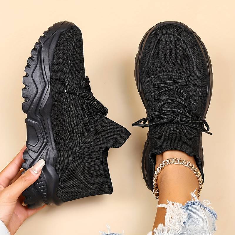 Stylish Orthopaedic Women's Sneakers - Elena-Black-3-State of Style
