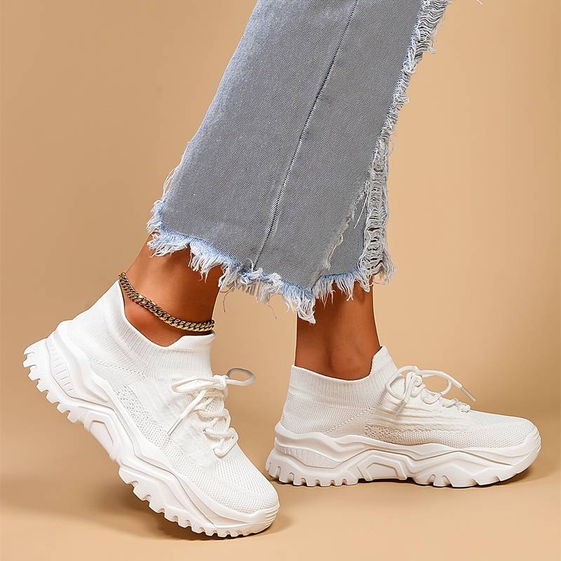 Stylish Orthopaedic Women's Sneakers - Elena-White-3-State of Style