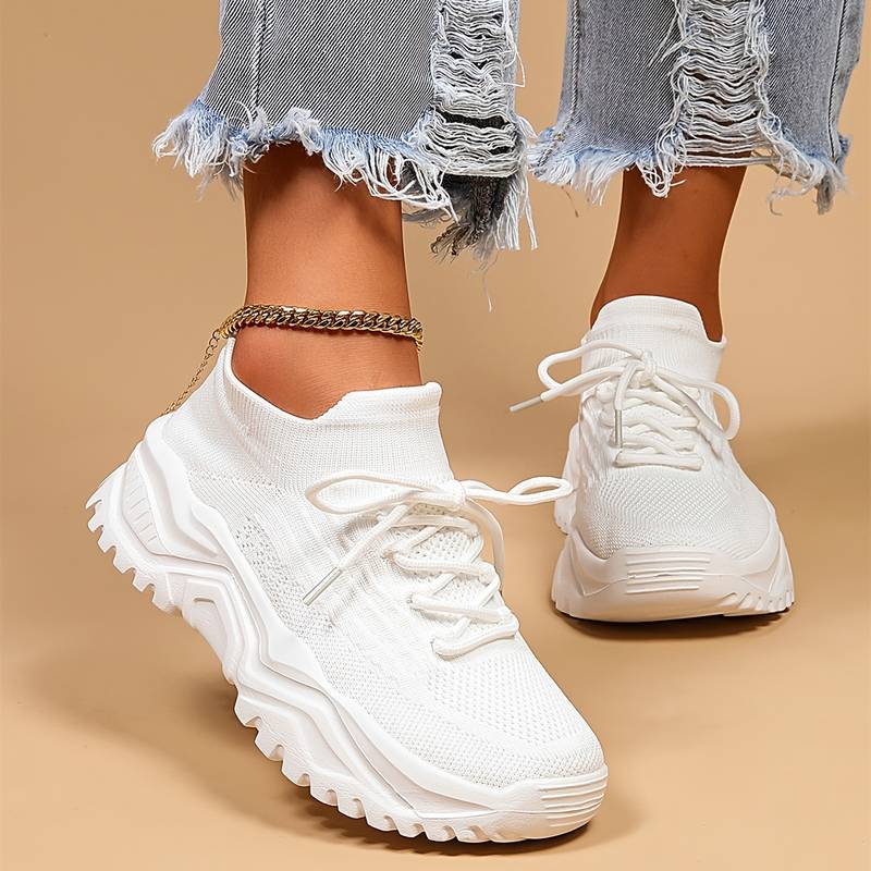 Stylish Orthopaedic Women's Sneakers - Elena-White-3-State of Style
