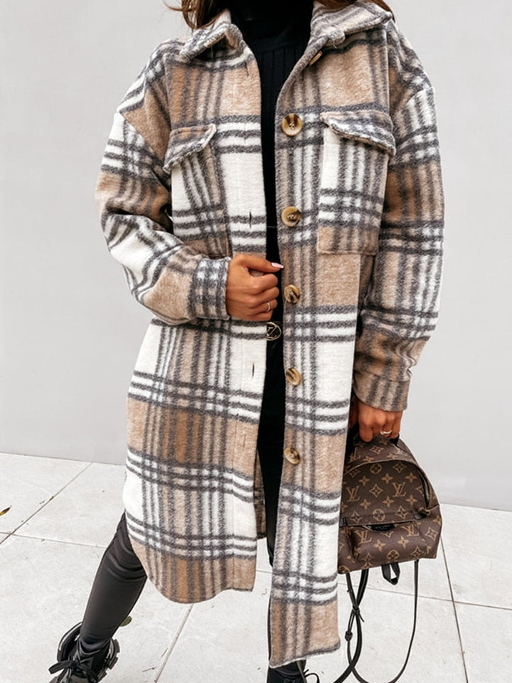 Stylish Plaid Jacket | Nostalgic & Trendy-Brown-S-State of Style