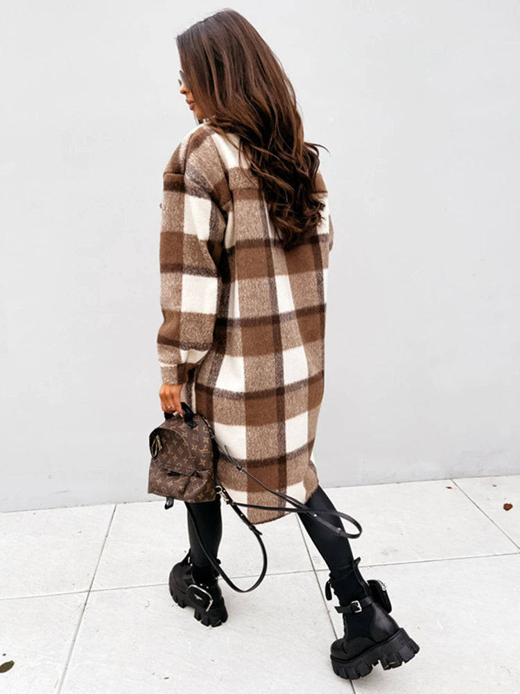 Stylish Plaid Jacket | Nostalgic & Trendy-Brown-S-State of Style