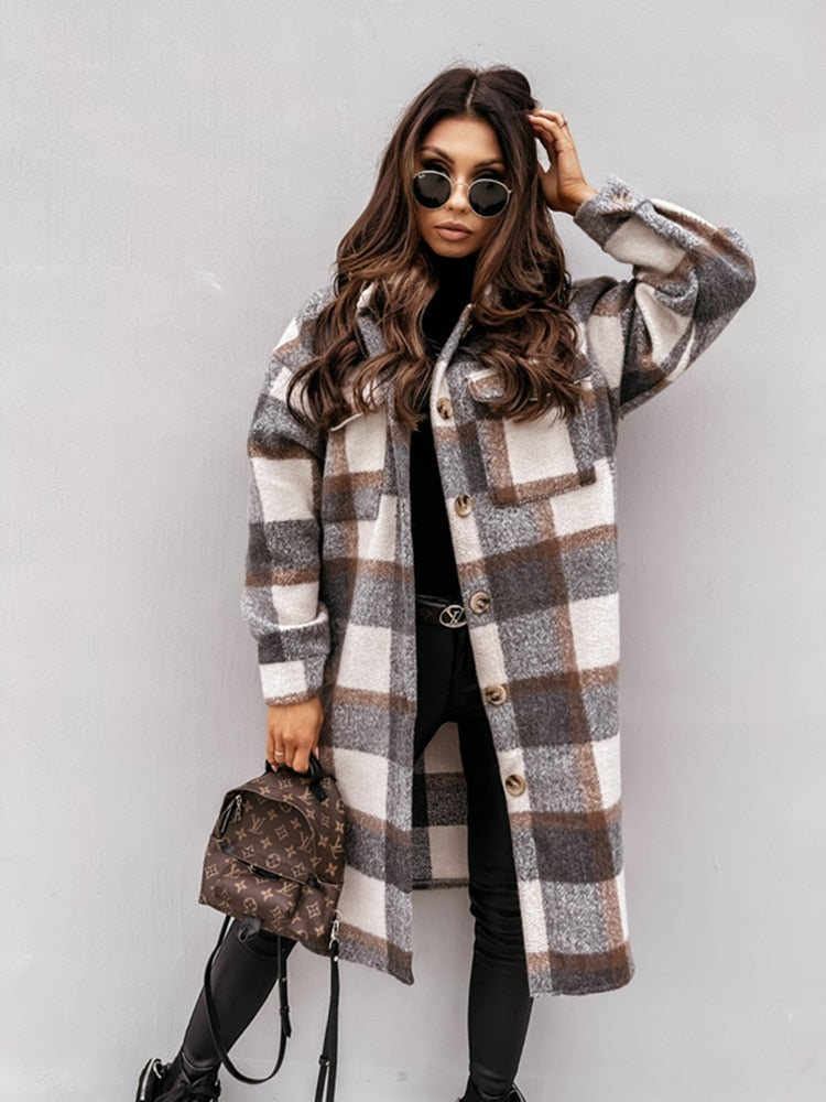 Stylish Plaid Jacket | Nostalgic & Trendy-Brown-S-State of Style