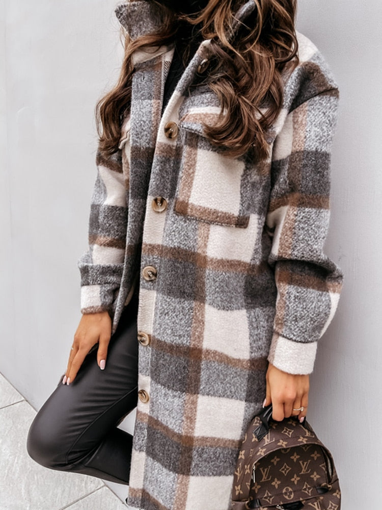 Stylish Plaid Jacket | Nostalgic & Trendy-Brown-S-State of Style