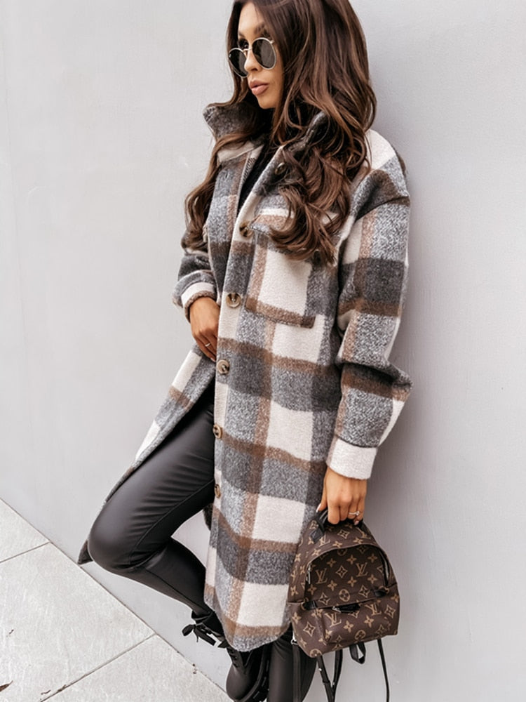 Stylish Plaid Jacket | Nostalgic & Trendy-Gray-S-State of Style