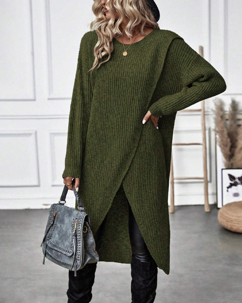 Stylish Plain Sweater Dress - Lina-Grey-S-State of Style
