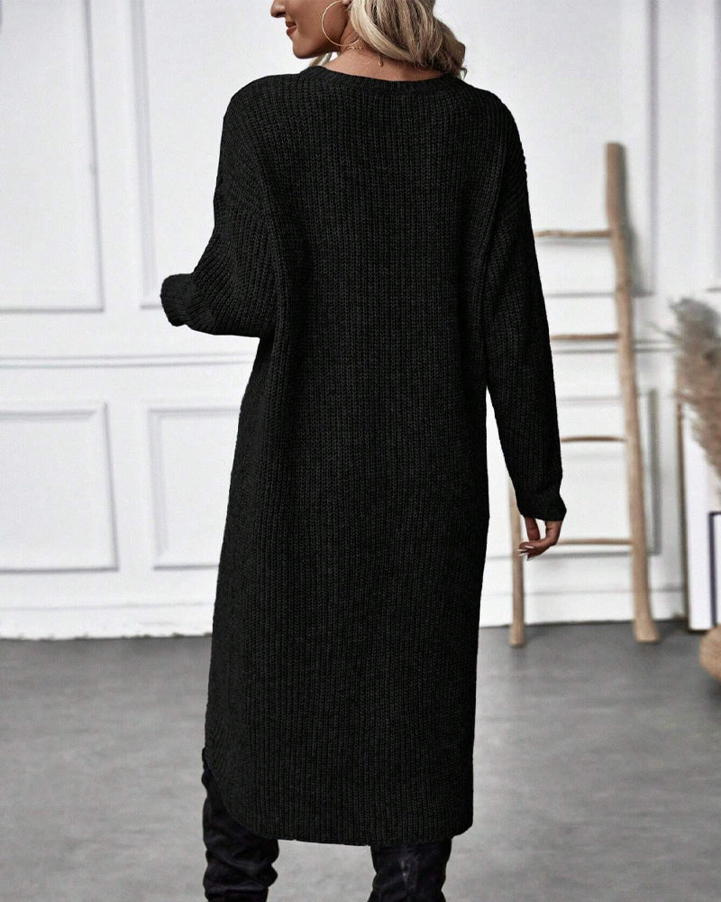 Stylish Plain Sweater Dress - Lina-Grey-S-State of Style