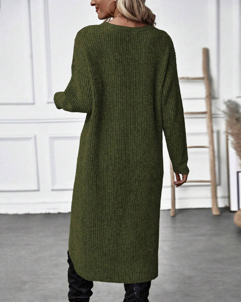 Stylish Plain Sweater Dress - Lina-Grey-S-State of Style