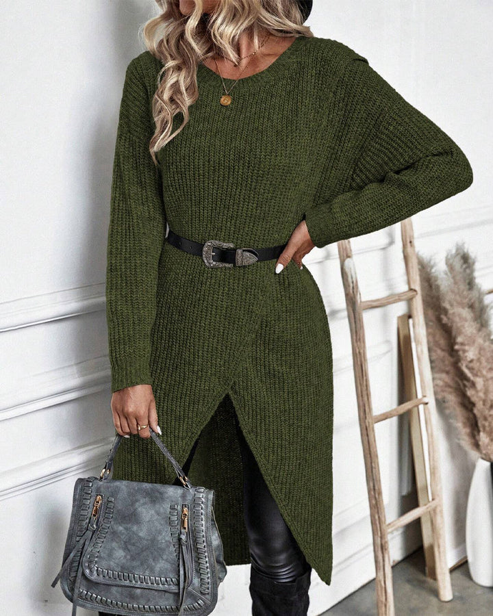 Stylish Plain Sweater Dress - Lina-Grey-S-State of Style