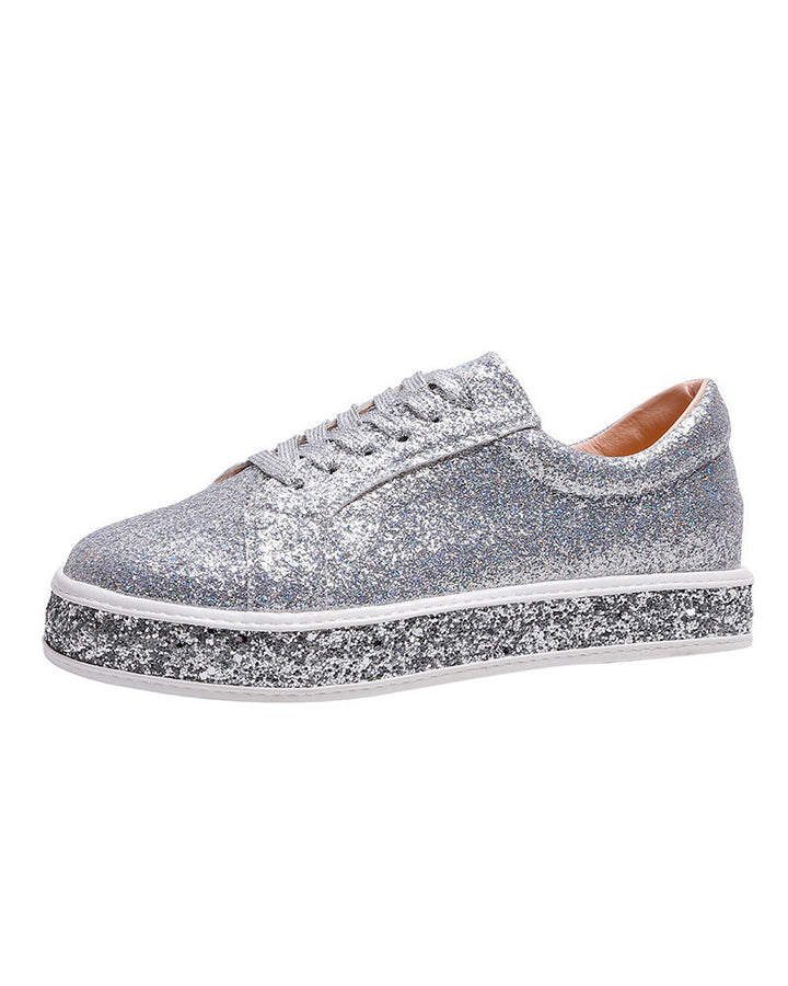 Stylish Platform Glitter Ladies Sneakers - Sienna-Silver-4-State of Style