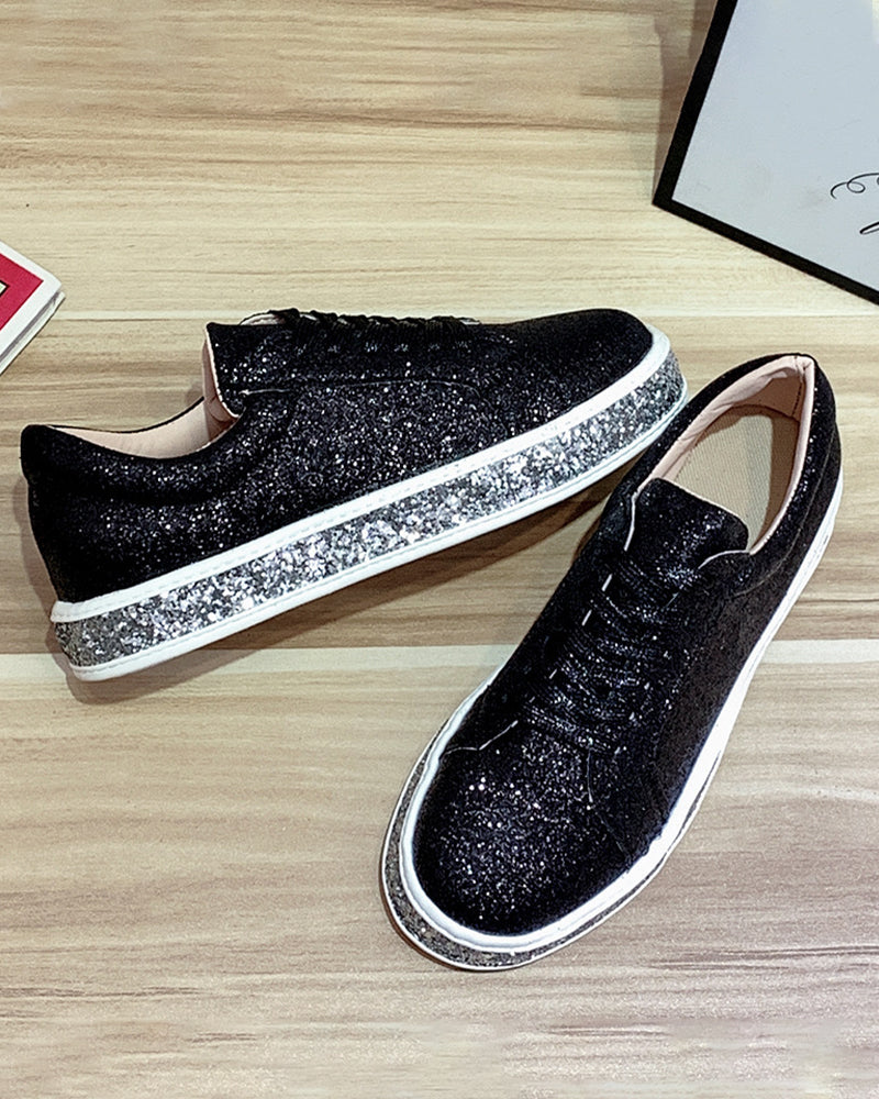 Stylish Platform Glitter Ladies Sneakers - Sienna-Silver-4-State of Style
