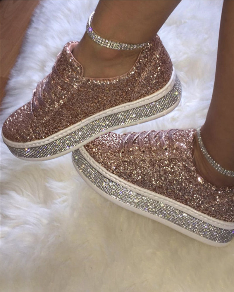 Stylish Platform Glitter Ladies Sneakers - Sienna-Silver-4-State of Style