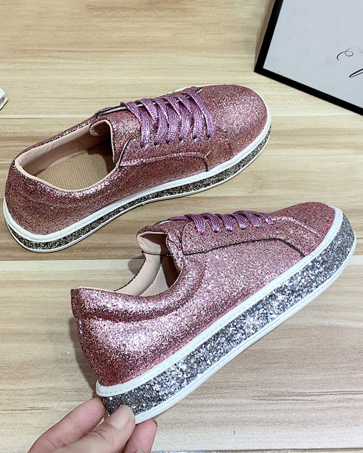 Stylish Platform Glitter Ladies Sneakers - Sienna-Silver-4-State of Style