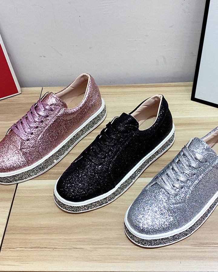 Stylish Platform Glitter Ladies Sneakers - Sienna-Silver-4-State of Style