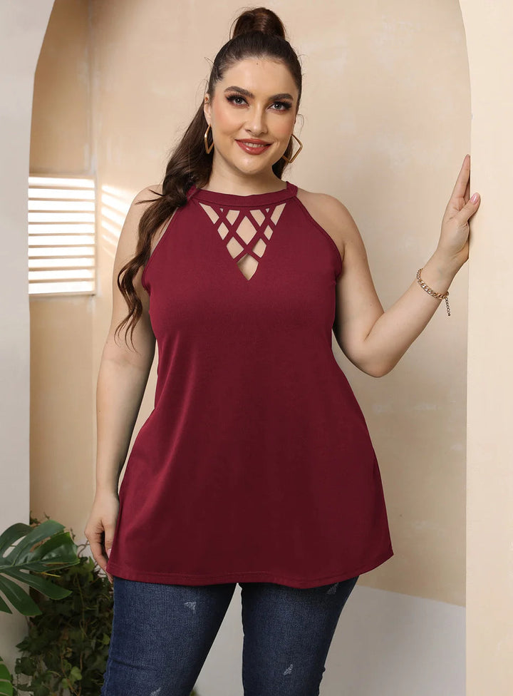 Stylish Plus-Size Halter Top for Casual Summer Days-Dark Blue-2XL-State of Style