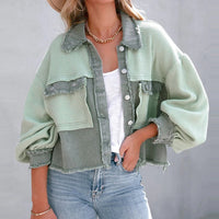 STYLISH PUFF SLEEVE JACKET FOR WOMEN-Green-S-State of Style
