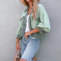 STYLISH PUFF SLEEVE JACKET FOR WOMEN-White-S-State of Style