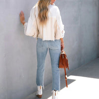 STYLISH PUFF SLEEVE JACKET FOR WOMEN-White-S-State of Style