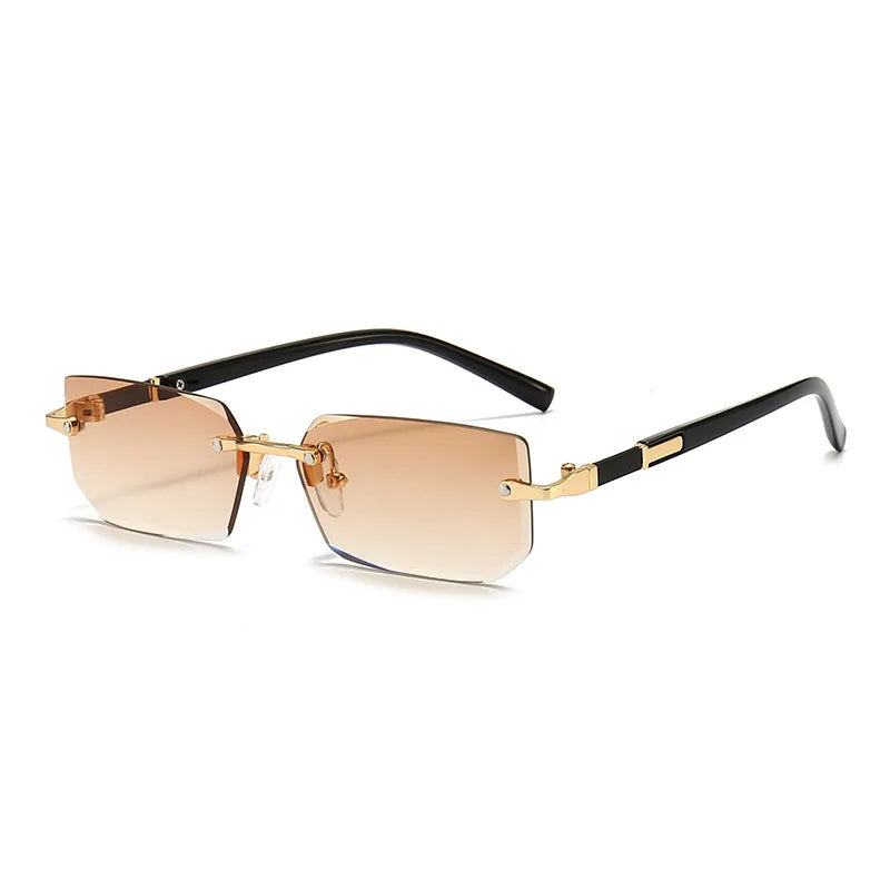 Stylish rectangular sunglasses without a frame for women - KlaraView-Brown-State of Style