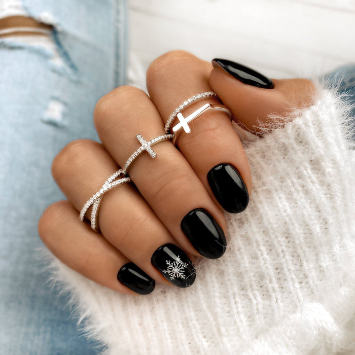 Stylish Ring with Zirconia Cross - Faith-Silver-5-State of Style