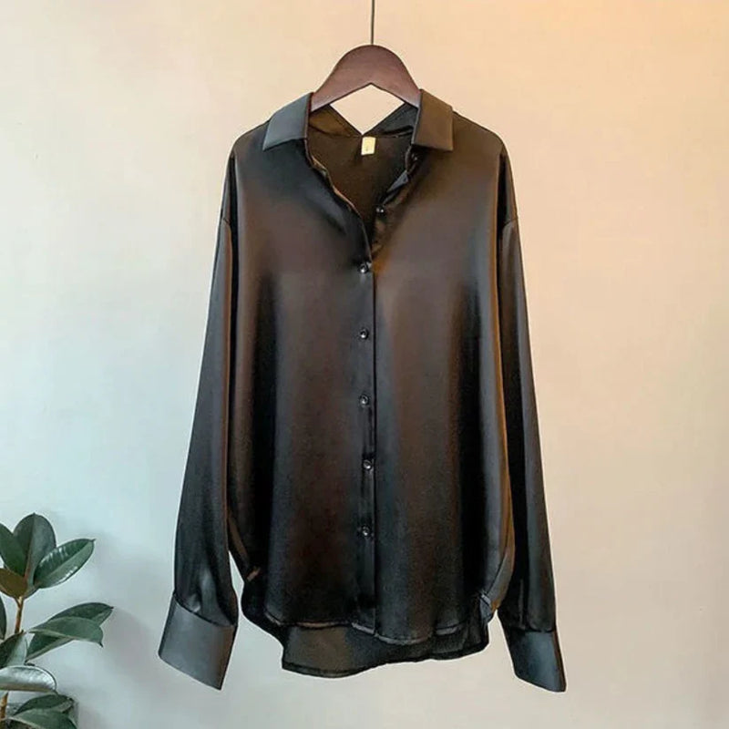 Stylish Satin Women's Blouse - Elina-Black-S-State of Style