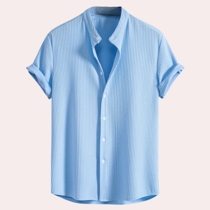 Stylish Short-Sleeved Shirt for Men - Victor-Blue-S-State of Style